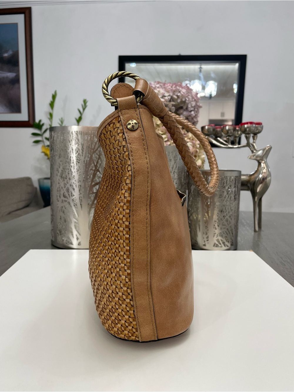 Patricia Nash Woven Leather Hobo Bag in Tan - Picture 3 of 12